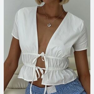 Princess Polly White Tie-Front Blouse